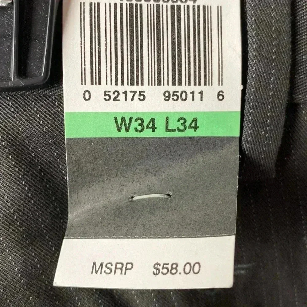 NWT DOCKERS SIGNATURE KHAKI SLIM FIT SIZE 34x‎ 34 DARK GRAY PIN STRIPE
